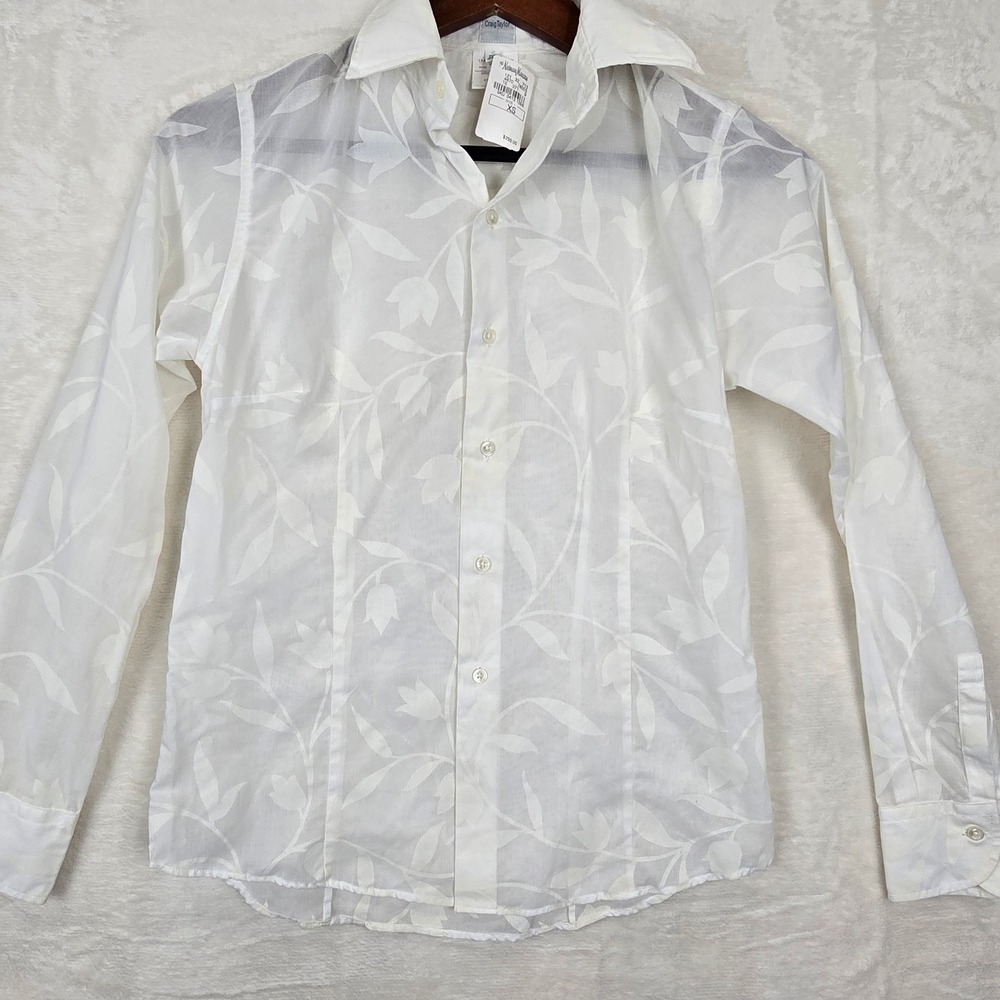 Craig Taylor Mia floral Jacquard Egyptian‎ Cotton Shirt XS Neiman Marcus NWT